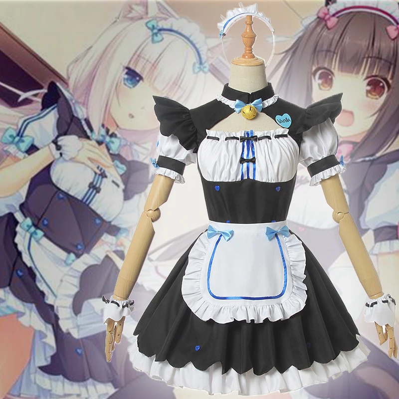 

Game NEKOPARA Cosplay Costumes vanilla Cosplay Costume maid outfit Clothes Suits Women Black Dresses apron dress Adult Anime