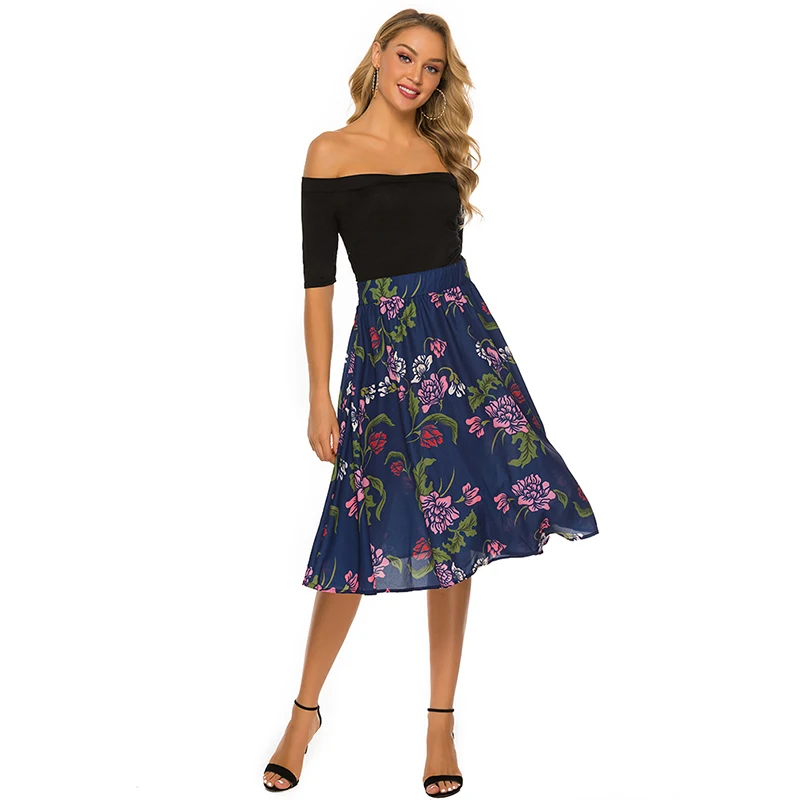 

Bohemian Women's Summer Dress Party Beach Dress Summer Print One-Shoulder Dress Summer 2021