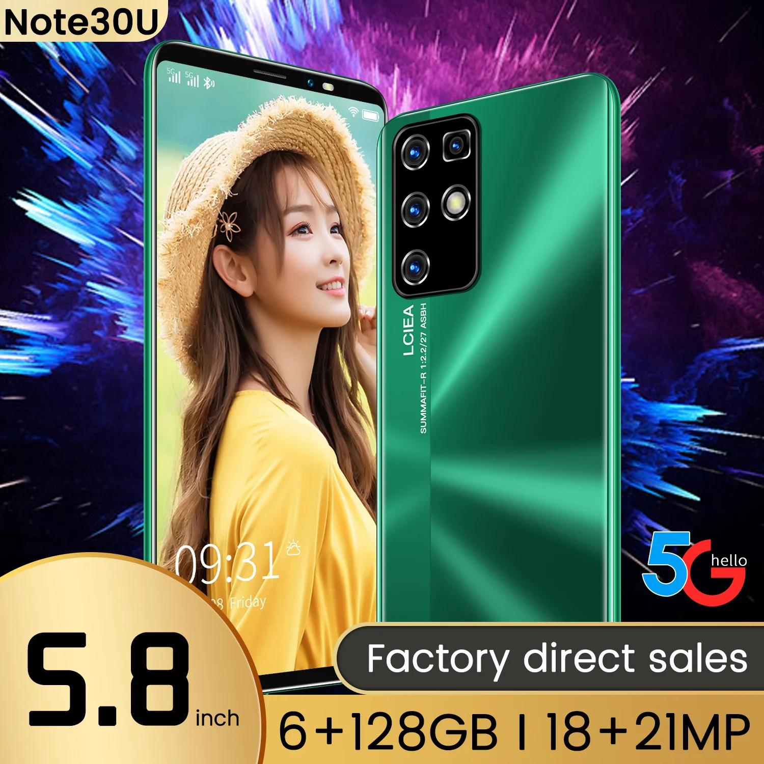 

Global Version Note30U Smartphones 4500mAh 5.8Inch 6+128GB Mobile Phones 18MP +21MP HD Camera Android11 Dual SIM Cellphones