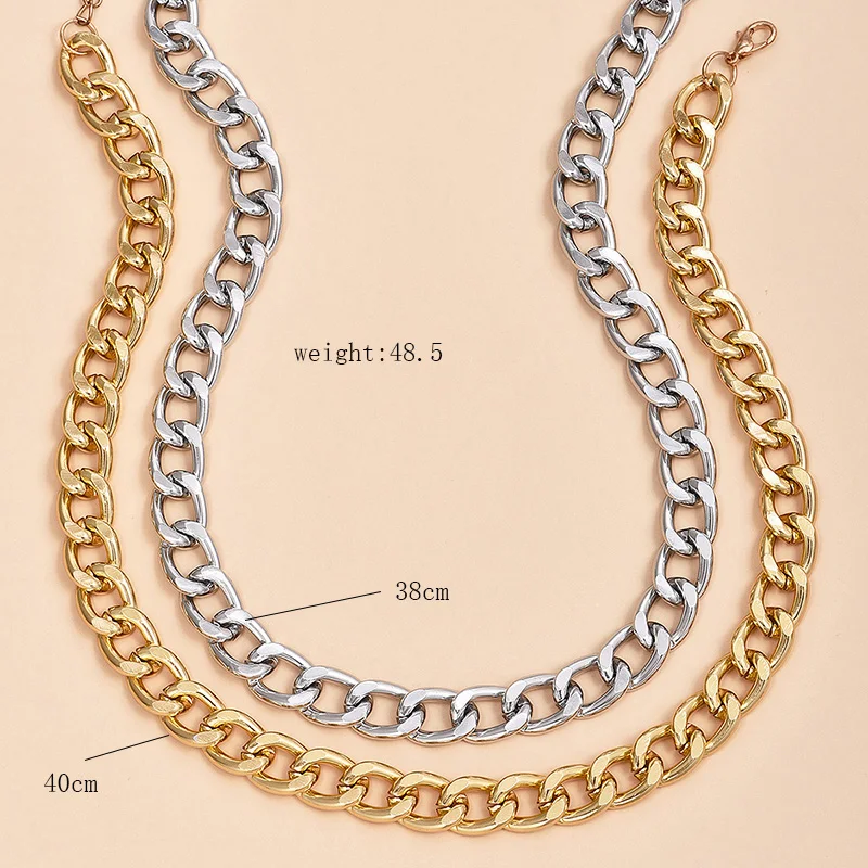 ALYXUY 2 шт./компл. панк унисекс кубинская цепочка металлическое ожерелье звено