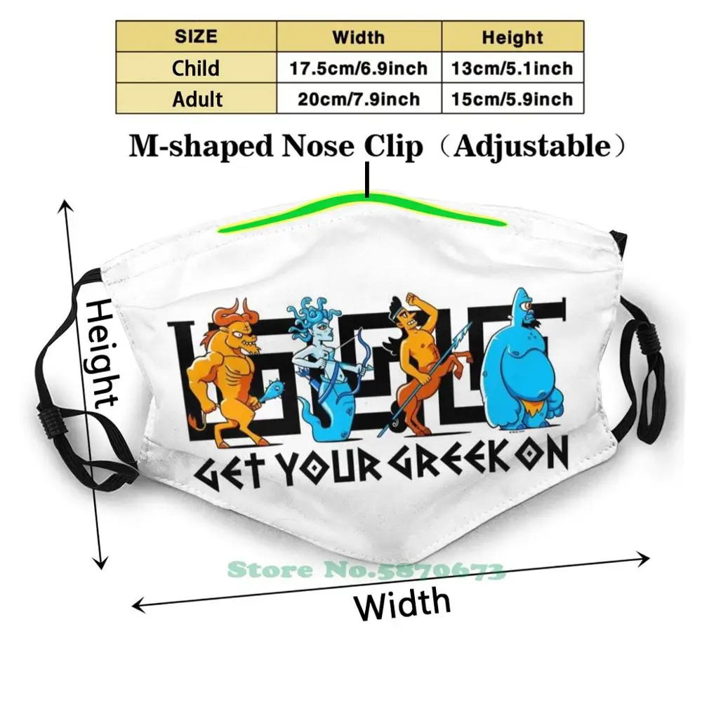 Get Ur Greek On Fashion Funny Design Black Reusable Masks Minotaurus God Of War Greece Myth Mythology Ancient Centaur | Аксессуары для