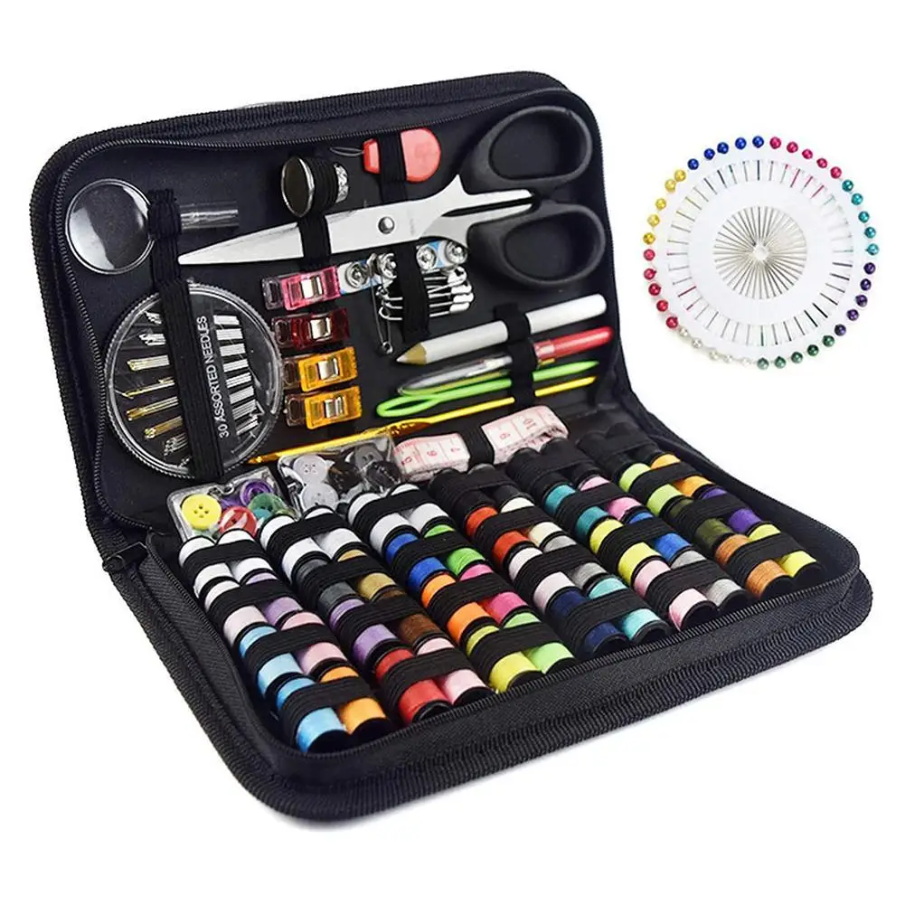 

DIY Sewing Kits Multi-purpose Beginner Sewing Box for Hand Quilting Stitching Embroidery Thread Needles Tape Scissor Set