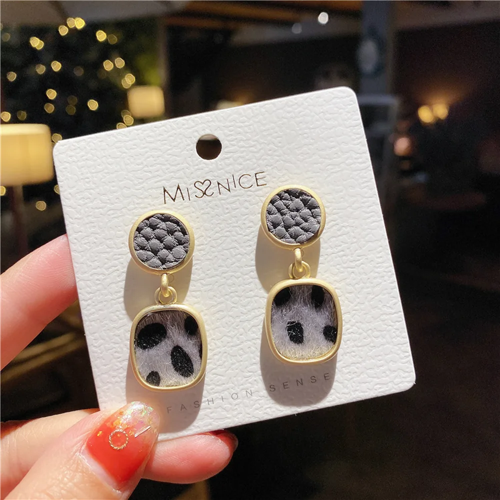 Женские серьги-капельки с леопардовым принтом овальные серьги в Корейском стиле