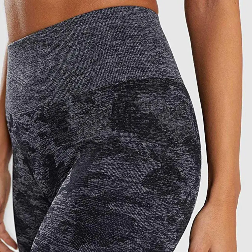 Камуфляжные бесшовные леггинсы с высокой талией штаны для йоги тренировок