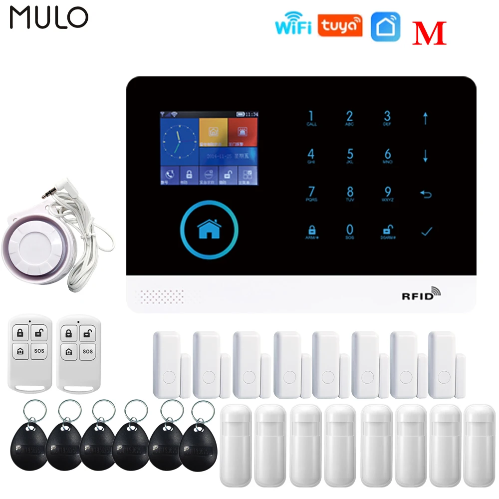 

MULO Tuya Alarm System WiFi GSM Security System Burglar Alarm For House Office PG103 SMS Call Auto Dial APP Remote Control
