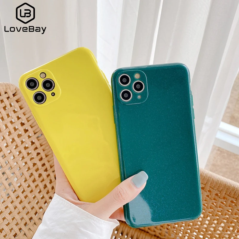 Lovebay Блестящий цветной чехол для телефона iPhone 11 Pro Max XR X XS 7 8 Plus мягкий однотонный