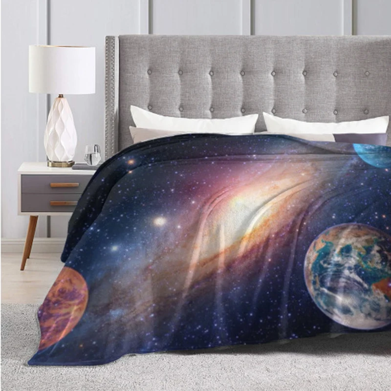 

Flannel Blanket Throw Blanket Universe Starry Creative Pattern Sofa Blanket Home Decor Tapestry 3D Printing Lunch Break Blanket