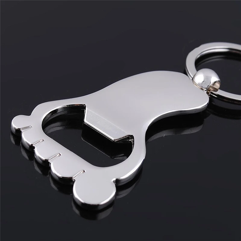 

1Pcs Sole Shaped Metal Ring Keyring Chain Keychain Key Fobs Bar Beer Bottle Opener
