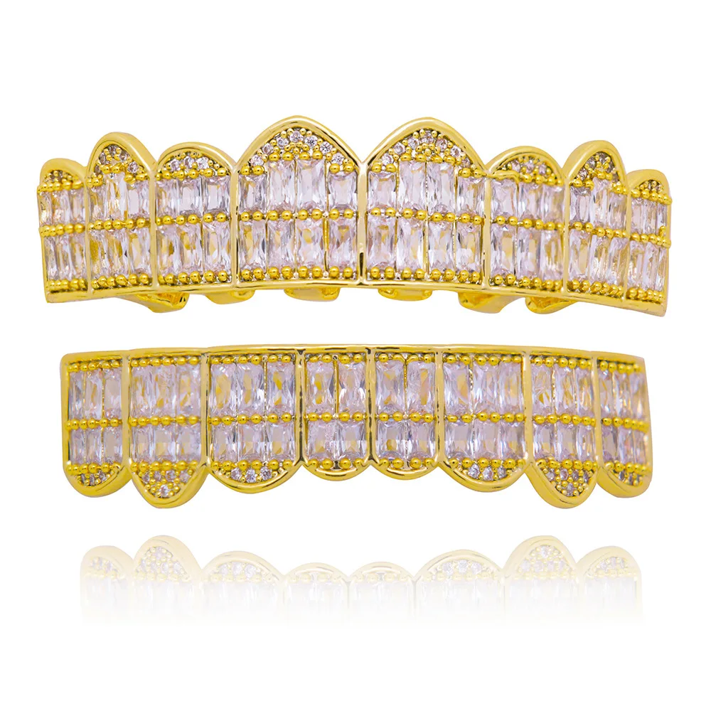 Роскошные декоративные коронки для зубов с квадратным фианитом мужчин и женщин