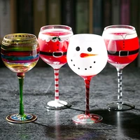 christmas hand painted wine glass goblet personality champagne cocktail cup bar hotel party drinkware halloween home decoration