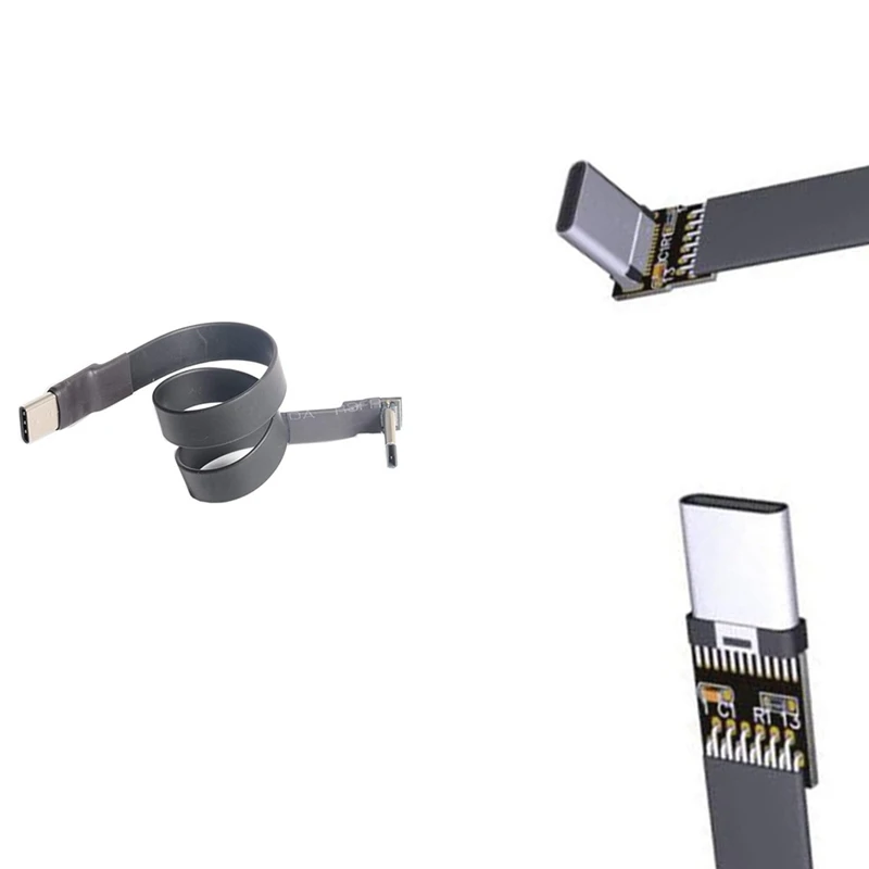 

USB 3.1 Type C to Type C Extension Cable 90 Degree Adapter FPC FPV Ribbon Flat USB C Cable 3A 10Gbps EMI Shielding