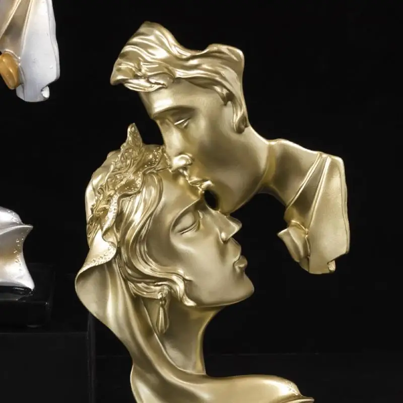 

Resin Sculpture Decor Passionate Kiss Lover Statues Romantic Ornament Resin Statues Crafts for Tabletop Bedroom Home