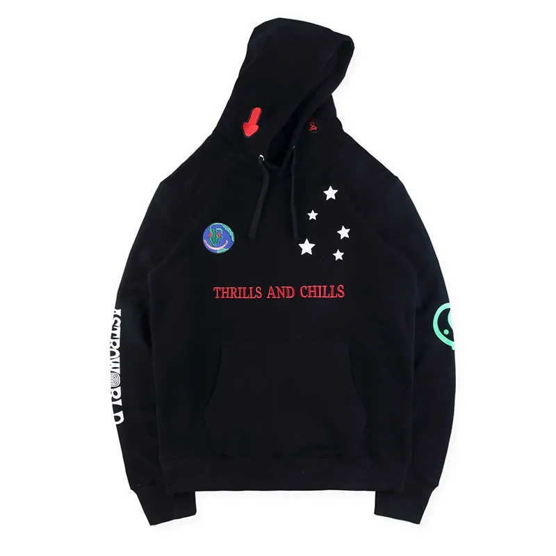 

Travis Scott cactus Jack peace smile earth Black Embroidered Hoodie