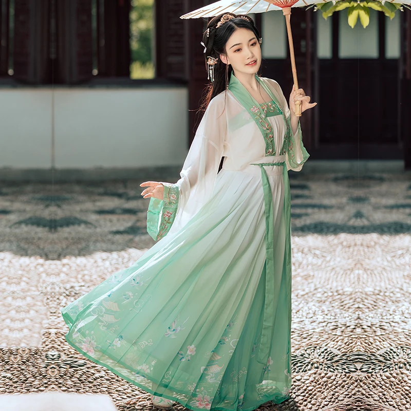 

Новая Китайская традиционная одежда для женщин для взрослых династия Хань Тан песня старинные костюмы Женское фиолетовое/зеленое платье х...