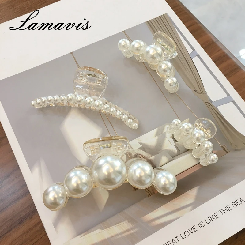 

Korean Hair Accessories Simple And Mature Temperament Retro Pearl Catch Clip Fresh Girl Hair Catch Plate Hair Clip