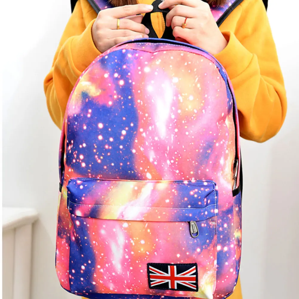 

Fashion Unisex Stars Universe Space Printing Backpack School Book Backpacks British-flag Shoulder Bag A66