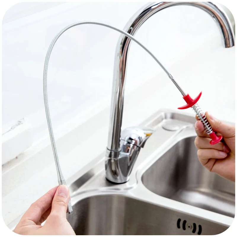 

60CM Hand Bending Pressure SewersClip Device Junk Sewer DredgeHandle Hair Cleaning Tool Drain Sewer Dredge Pipeline Hook