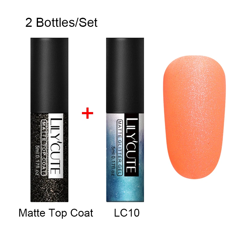 2 Bottles 10 LILYCUTE матовое верхнее покрытие Цвет УФ-гель для ногтей Полупостоянный личная гигиена лак для ногтей, маникюр Гель-краска для ногтей маникюр - Цвет: 2 Bottles 10