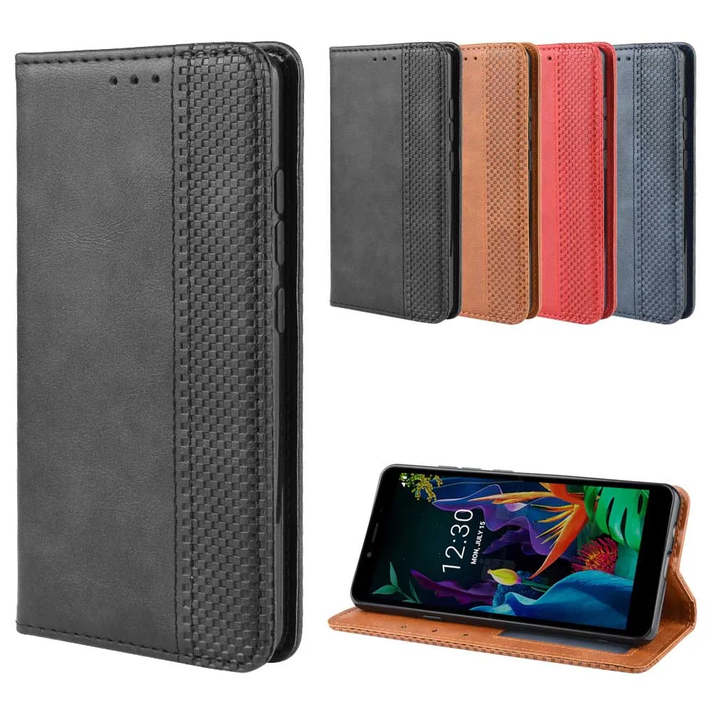 

Leather phone case for LG K20 2019 back Cover Flip wallet with stand Coque