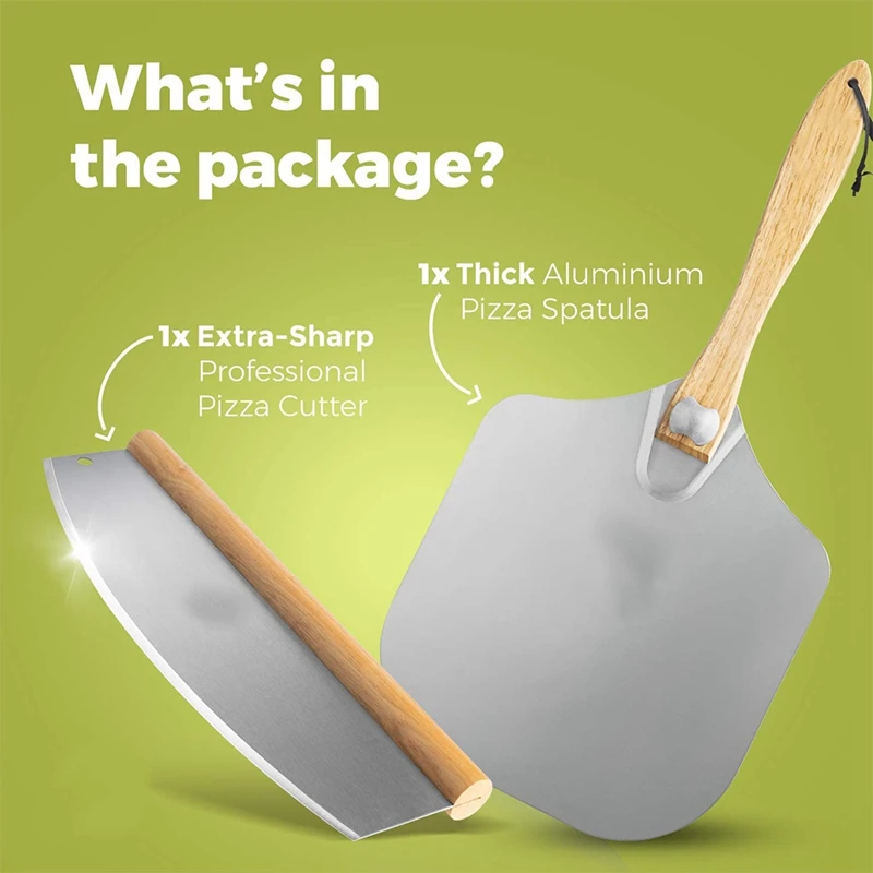 

Foldable Pizza Spatula with Wooden Handle,Pizza Peel 12 Inch,Pizza Cutter,for Make Bread Baking&Pizza Accessories