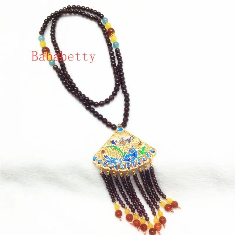 Ожерелье ручной вязки из натурального винного Красного камня цепочка для