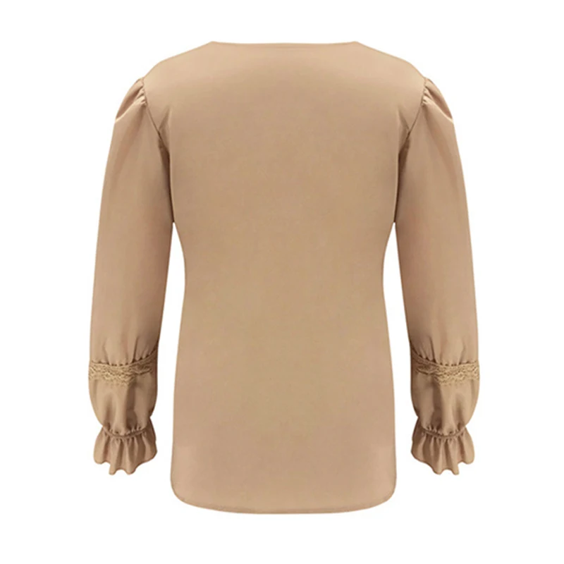 

Sexy Deep V Neck Lace Patchwork Solid Harajuku Elegant Women's Blouse Ladies Blusas Hollow Out Fashion Long Sleeve Shirt SJ4609M