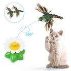 Электрическая игрушка для кошек, вращающаяся птица, игрушка для кошек, веселая интерактивная игрушка для упражнений, котенок, игрушки для домашних животных с цветами и зелеными листьями