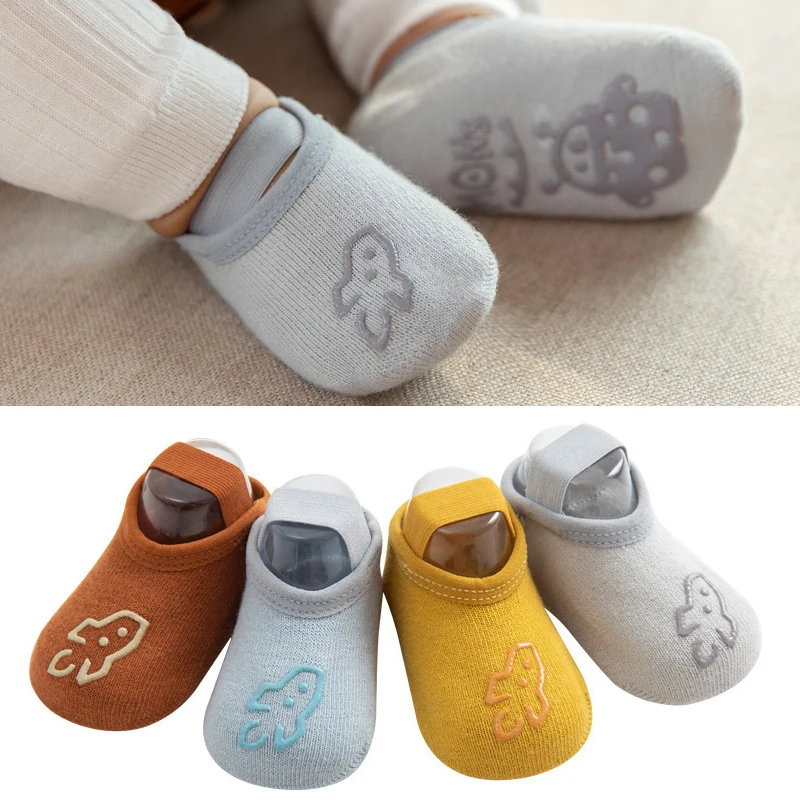 Wecute-Calcetines antideslizantes para beb&eacute; reci&eacute;n nacido, de 0 a 3 a&ntilde;os, con estampado de dibujos animados, bandas de goma, para el suelo, de algod&oacute;n suave-0