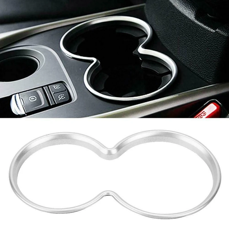

Car Silver Chrome ABS Interior Water Cup Holder Frame Cover Trim for Renault Kadjar 2015-2017 Car Styling