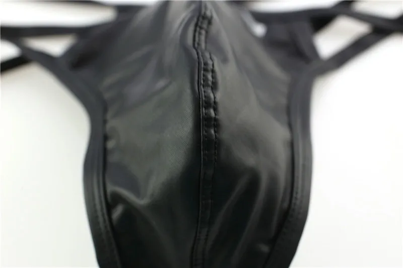 

Men's Briefs Thongs Sexy Underwear Unilateral Cross Faux Leather Briefs Men Underwear Mens Pants Sexy Gay Underpants