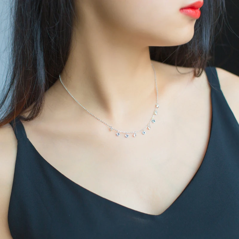 Colusiwei Сияющий прозрачный CZ короткое ожерелье для женщин 925 стерлингового серебра