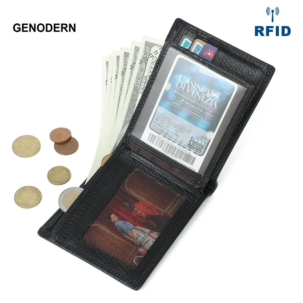 GENODERN новые деловые мужские бумажники кошелек из натуральной кожи для мужчин