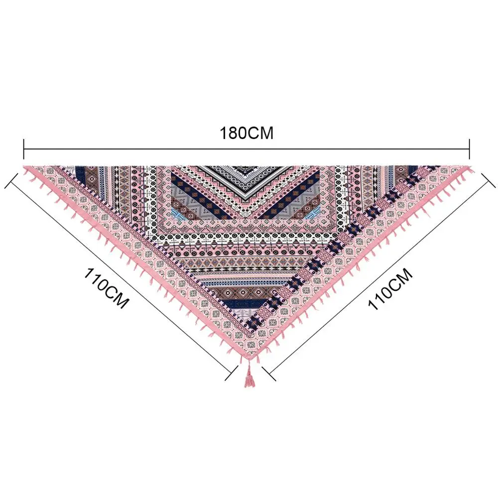 2019 Модный женский шарф Большие шали цветочный принт этнический треугольник
