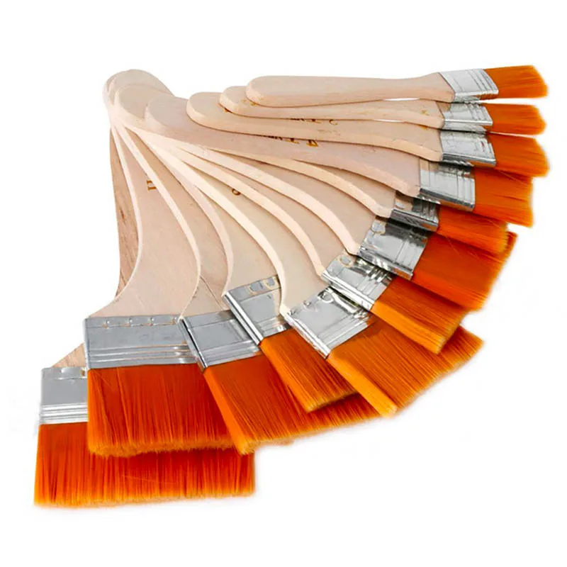 

Плоские нейлоновые волосы деревянная ручка масло Краски ing кисти для акриловых красок Краски щетки для очистки кистей для фyтбoлкa дeтскaя стy...