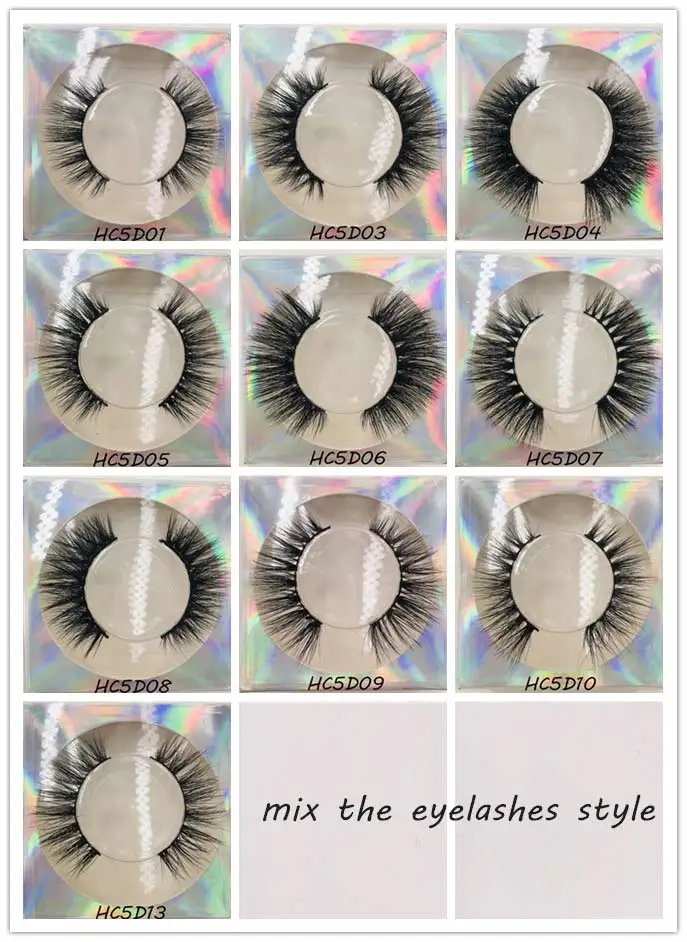 Mix The Lashes Style 6 пар/лот норковые 5D ресницы натуральные длинные модные ресницы на заказ голографическая квадратная посылка - Цвет: Mix The Lashes Style