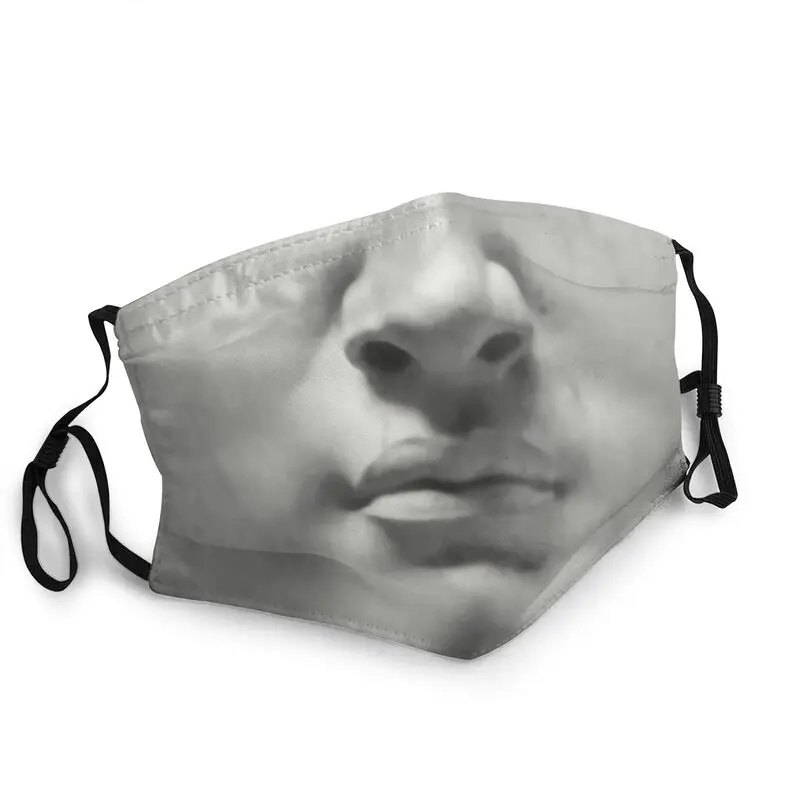 Дышащие Дэвид статуя череп голова рот маска Микеланджело арт против дымки