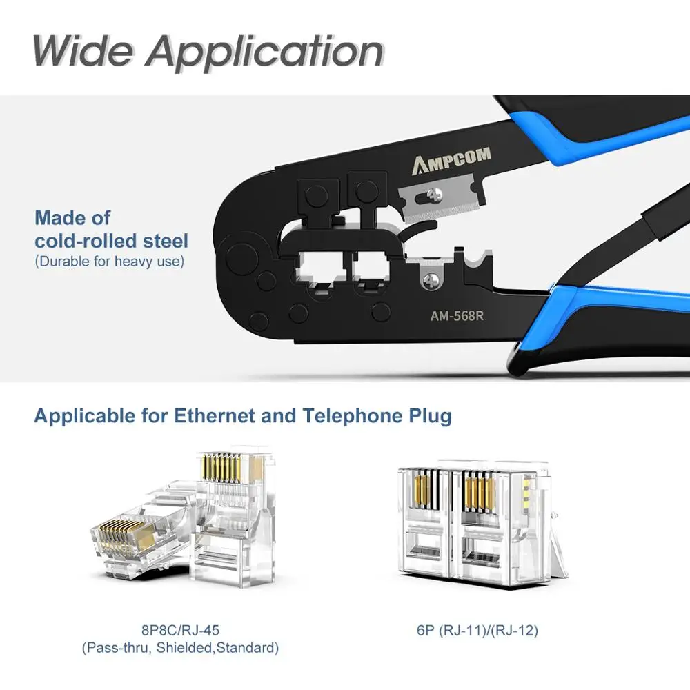 Ampcom rj45 щипцы RJ11 RJ45 обжимной инструмент сети Ethernet LAN Кабель Щипцы Резак для зачистки плоскогубцы для 6P 8 RJ-11/RJ-12 RJ-45