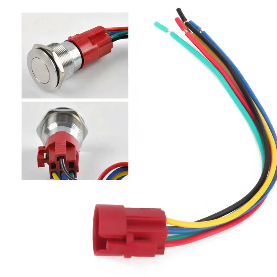 Металлический кнопочный переключатель 5 шт. контактный проводной разъем для