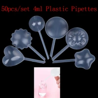 50pcs heart shaped 4ml transfer liquid oils pipettes plastic squeeze eye dropper