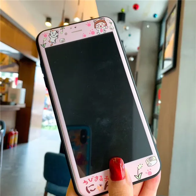 Защита экрана с мультяшным рисунком для iPhone 6S 6 7 8 Plus закаленное стекло защитная