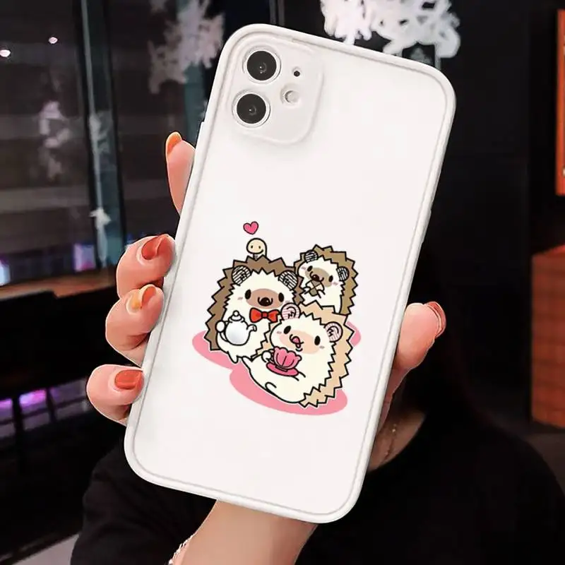 

Animal lovely cartoon hedgehog Phone Case Matte Transparent for iPhone 7 8 11 12 s mini pro X XS XR MAX Plus cover funda