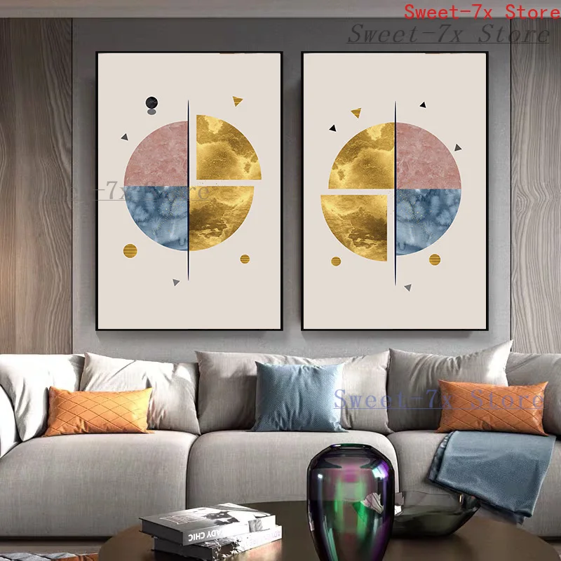 

Abstract Golden Geometric Art Canvas Painting Art Nordic Posters and Prints Wall Pictures for Living Room Decoration Frameless