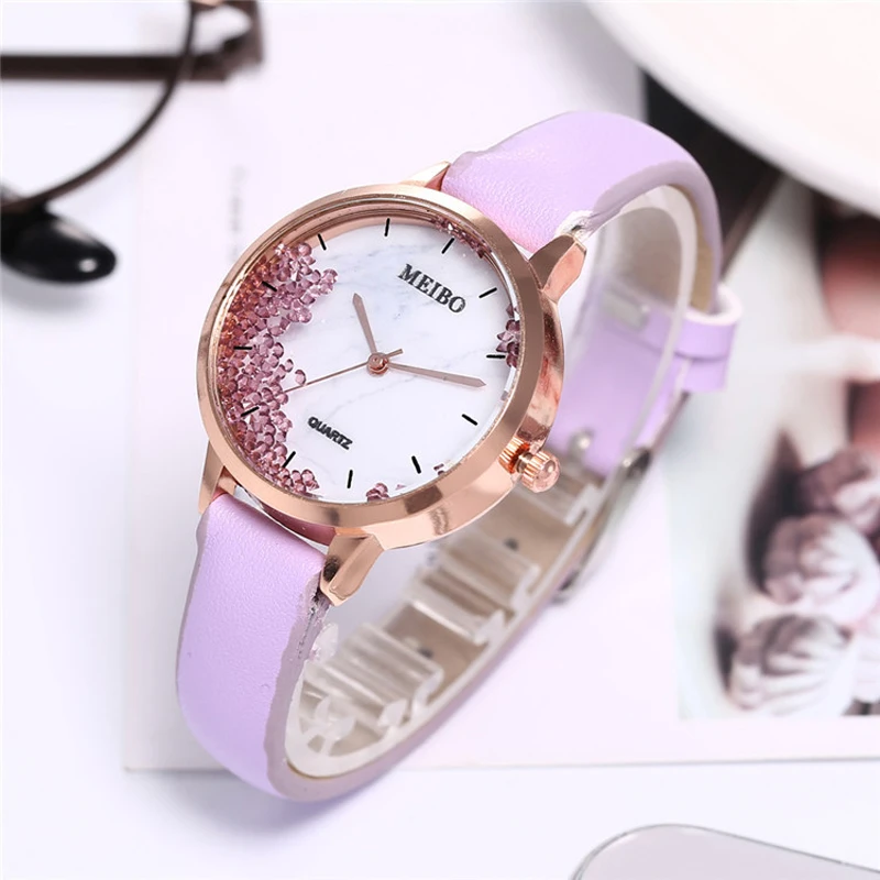 Очаровательные женские часы изысканные высококачественные наручные с кожаным