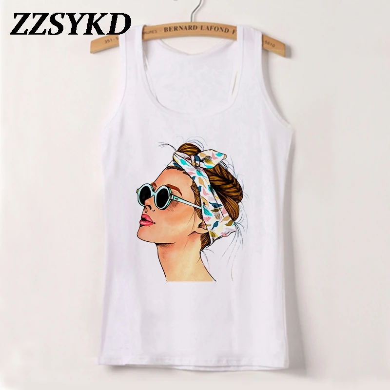 Блузка женская летняя без рукавов с принтом свободного покроя - купить по