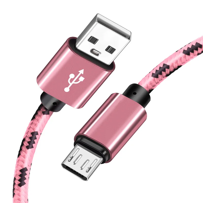 Rose gold Микро USB кабель 2 м 1,5 м нейлон Быстрая зарядка USB кабель для передачи данных для samsung Xiaomi huawei планшет Android мобильный телефон usb зарядный шнур - Тип штекера: Rose gold