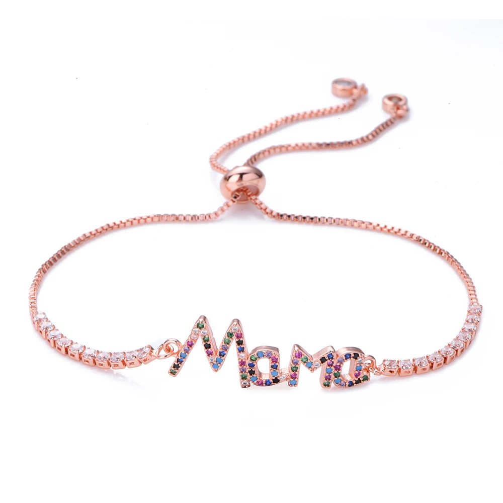 Женский модный браслет с подвеской в виде матери из радужного золота