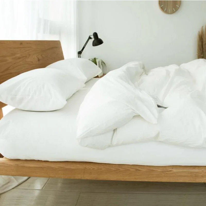 Комплект постельного белья из чистого хлопка однотонный комплект с