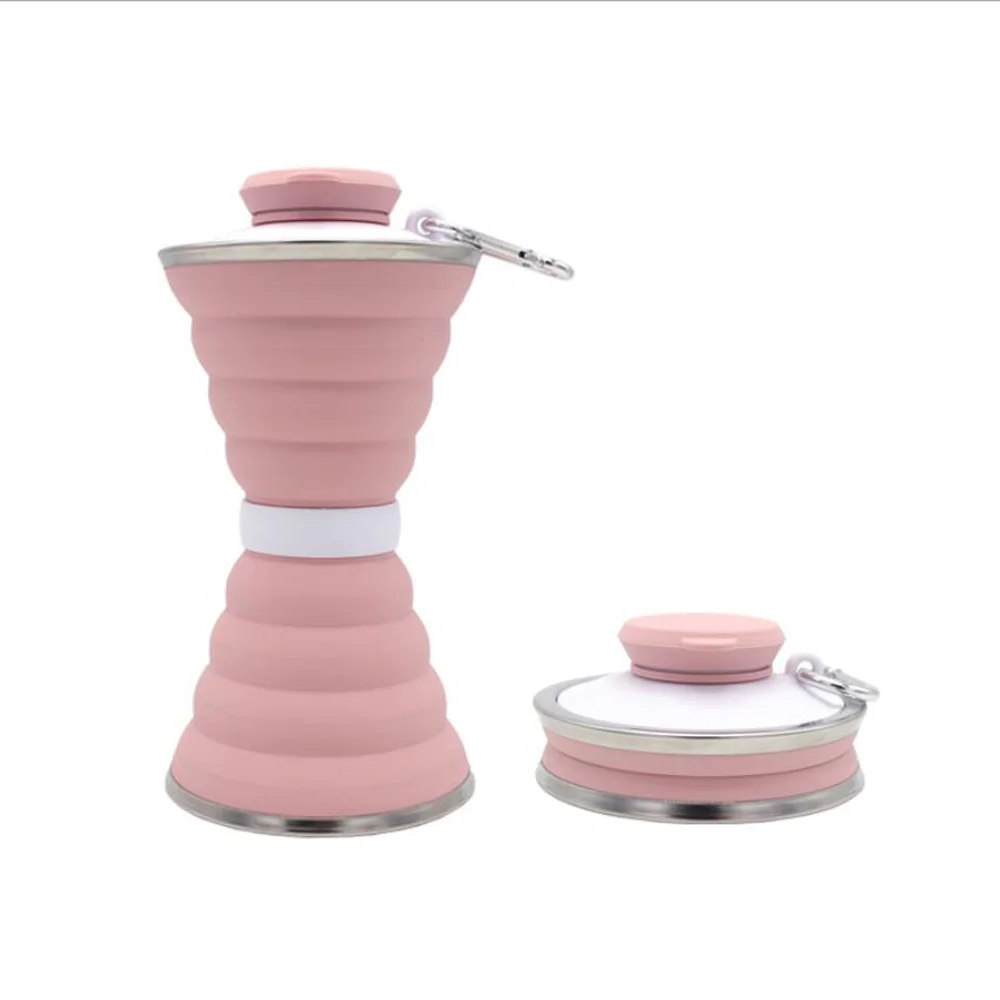 

Food grade silica gel shell folding portable water bottle Convenient travel glass Trendy fashion cup