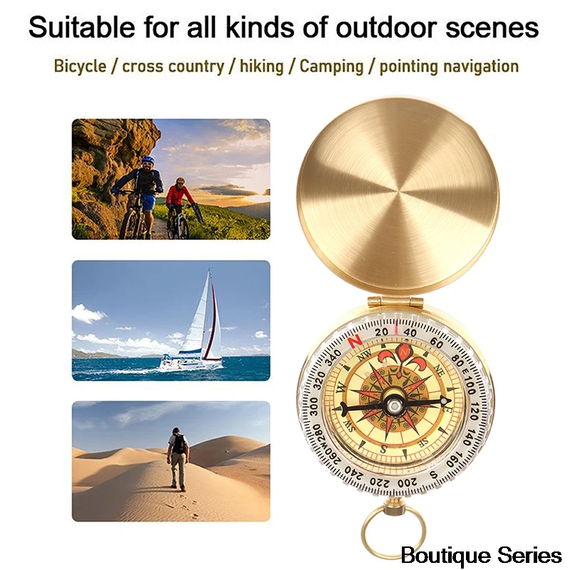 

Camping Hiking Pocket Brass Golden Compass Portable Compass Navigation Outdoor