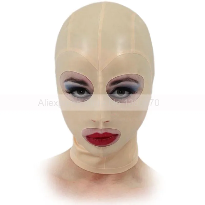 

Bady Pink Women Men Latex Unisex Hood Rubber Fetish Sexy Flesh Color Mask Handmade Customized S-LM045